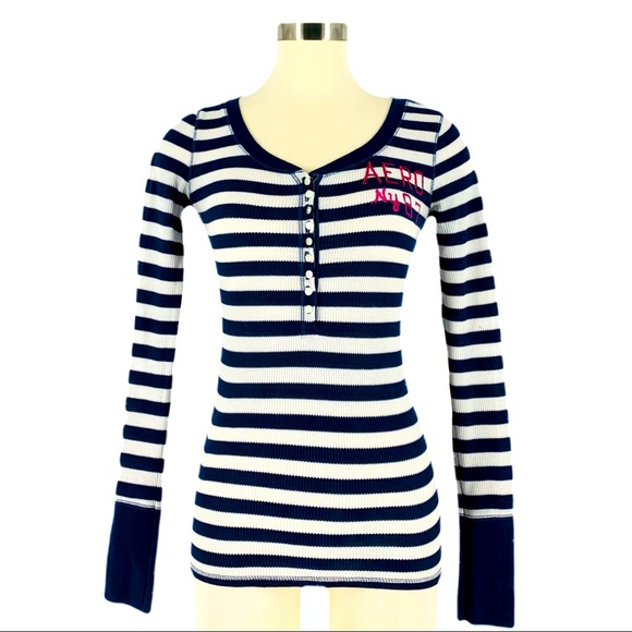 Aeropostale Tops - aeropostale Striped Long Sleeve Rib Henley